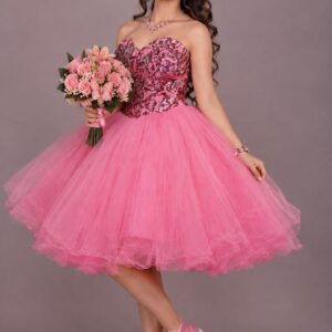 Vestido Fucsia con lentejuelas